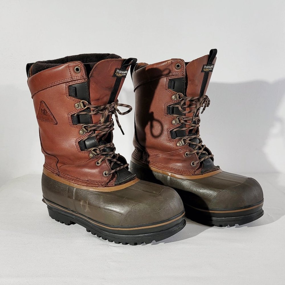 ROCKY Men's US 9 Polartec Insulated Duck Boots Leather & Rubber Muck Work Boots - Picture 1 of 11